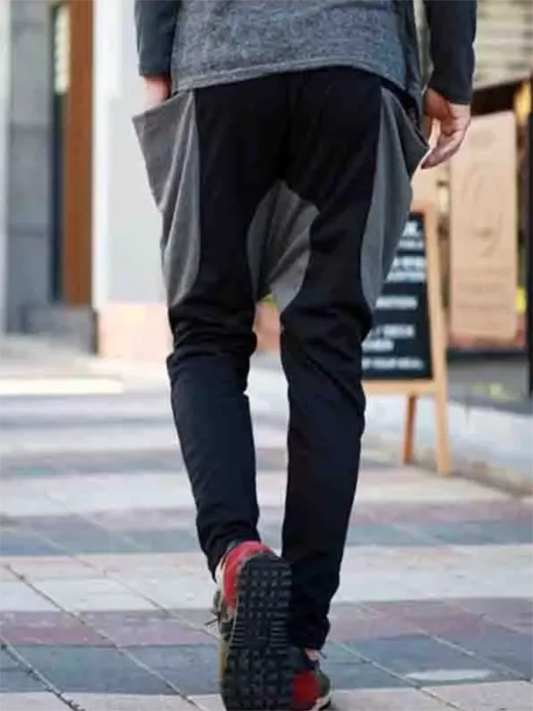 Male Baggy Pants Spring And Autumn New Personality Hip Hop Street Hair Stylist Fashion Casual Large Size Hanging Crotch Pants