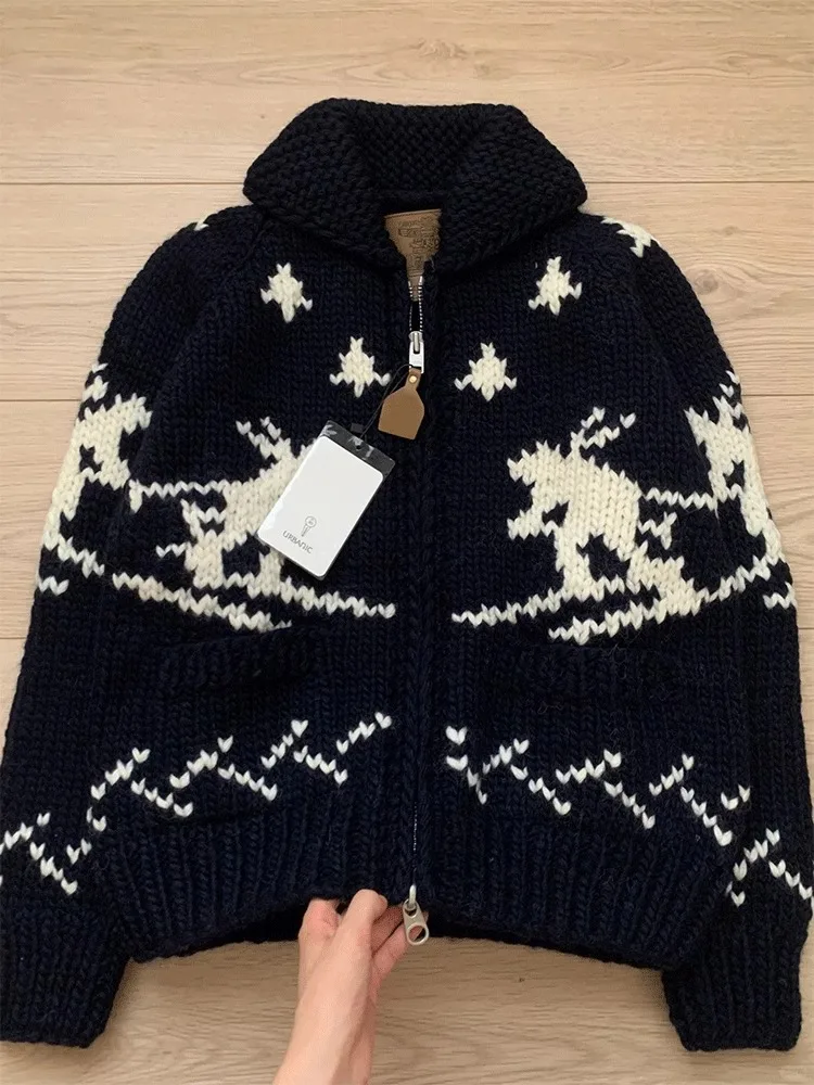 

Vintage Fall Winter Women's Sweater Creative Lapel Cardigan Knitwear Tops Korean Style Round Neck Long Sleeve Jacket