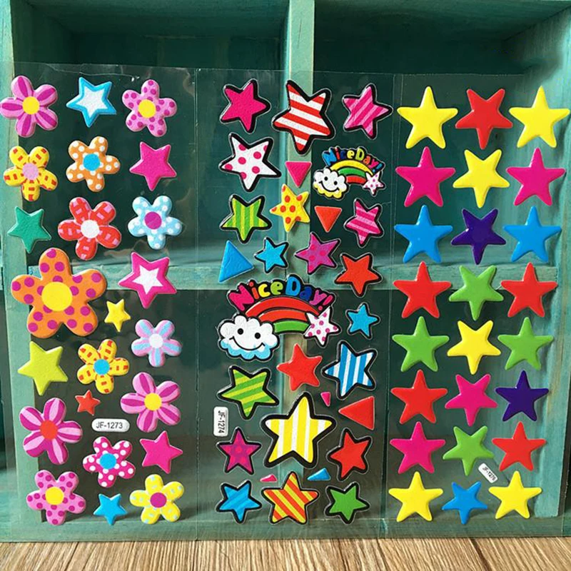 6/12 قطعة ملصقات فقاعة ثلاثية الأبعاد ملصقات القرطاسية الكرتون لطيف ستار تصميم المدرسة التعليم اللوازم المكتبية لمكافآت الطلابTMZ