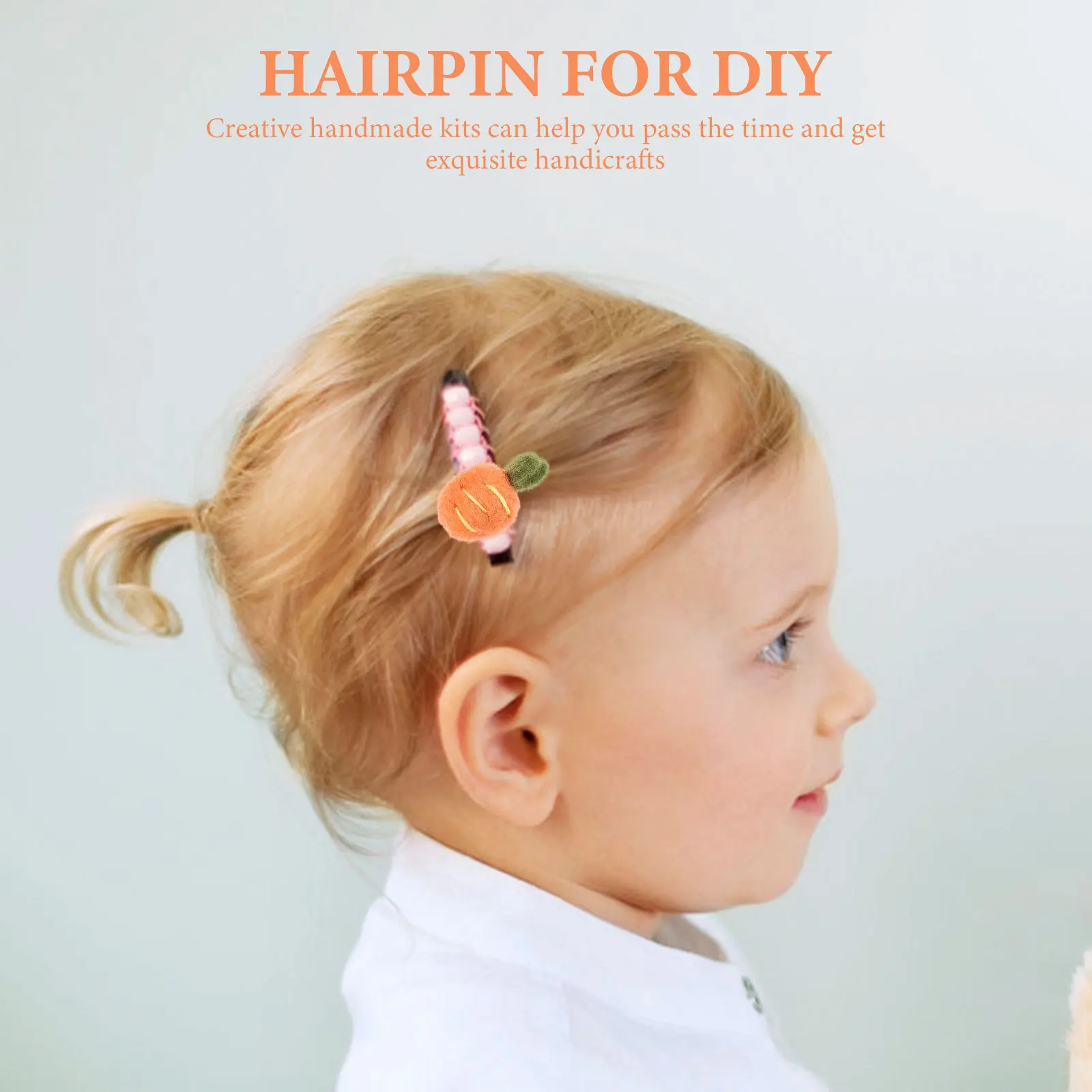 

10Pcs Carrot Felt Hairpin Kids Hair Clip DIY Craft Cute Handmade Pom Pom Balls Accessories Hairpin Cartoon Felt