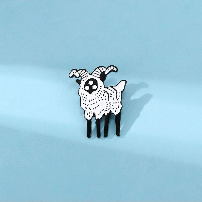 Creative Three eyed Black Goat Brooch Unisex Cartoon Fashion Metal Enamel Badge Exquisite Pin DIY Clothing Bags Hat Accessory