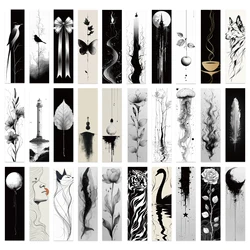 30pcs Minimalist Line Bookmarks Black And white Reading Book Tags DIY Page Tags Gift Decoration Cards Student Message Cards