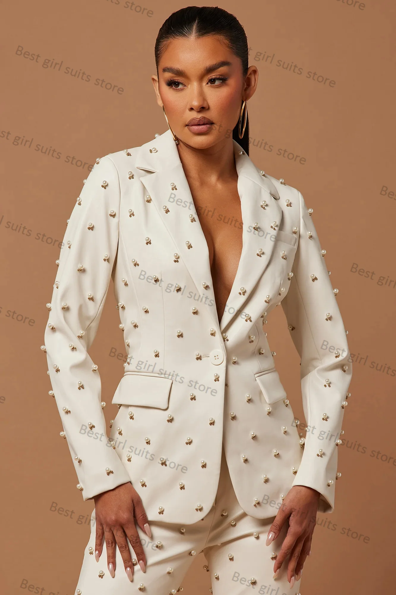 Conjunto de calças femininas, jaqueta e calça, blazer vestido de baile, smoking branco de casamento, casaco de senhora do escritório, 2 peças