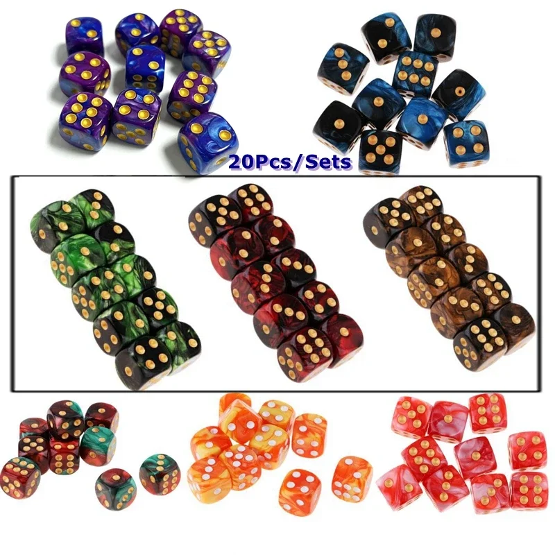 

20pcs 16mm Two-Color Opaque Six Sided Spot Dice Games D6 D&D RPG Dice Straight Cup Bar Game KTV Entertainment Supplies 11options