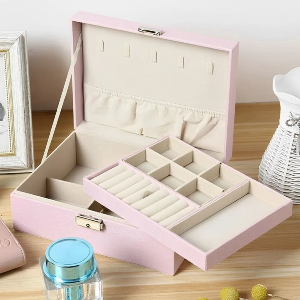 

Large Capacity Pu Leather Jewelry Box Subzone Detachable Jewelry Organizer Jewelry Case Double Layer Jewelry Storage Box