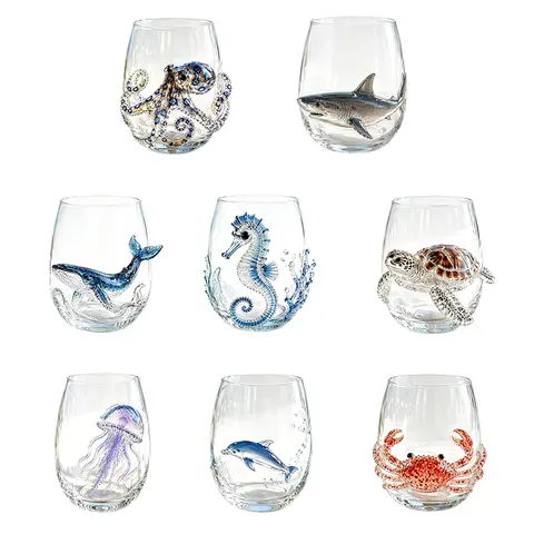 Handcrafted Marine Animal Bar Glass Home Decor Novelty Drinking Glass Sea Monster Whiskey Glasses for Coastal Ocean Lovers