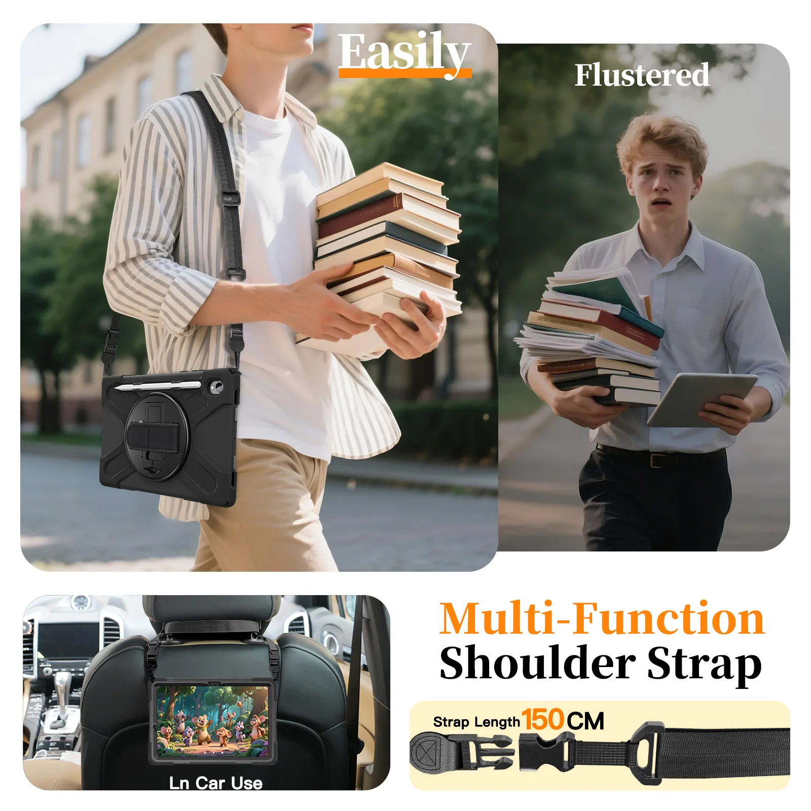 حافظة مدرعة مضادة للصدمات لهاتف سامسونج جالاكسي تاب S11 SM-X730/ X736/ X736B مع حزام الكتف وحزام اليد