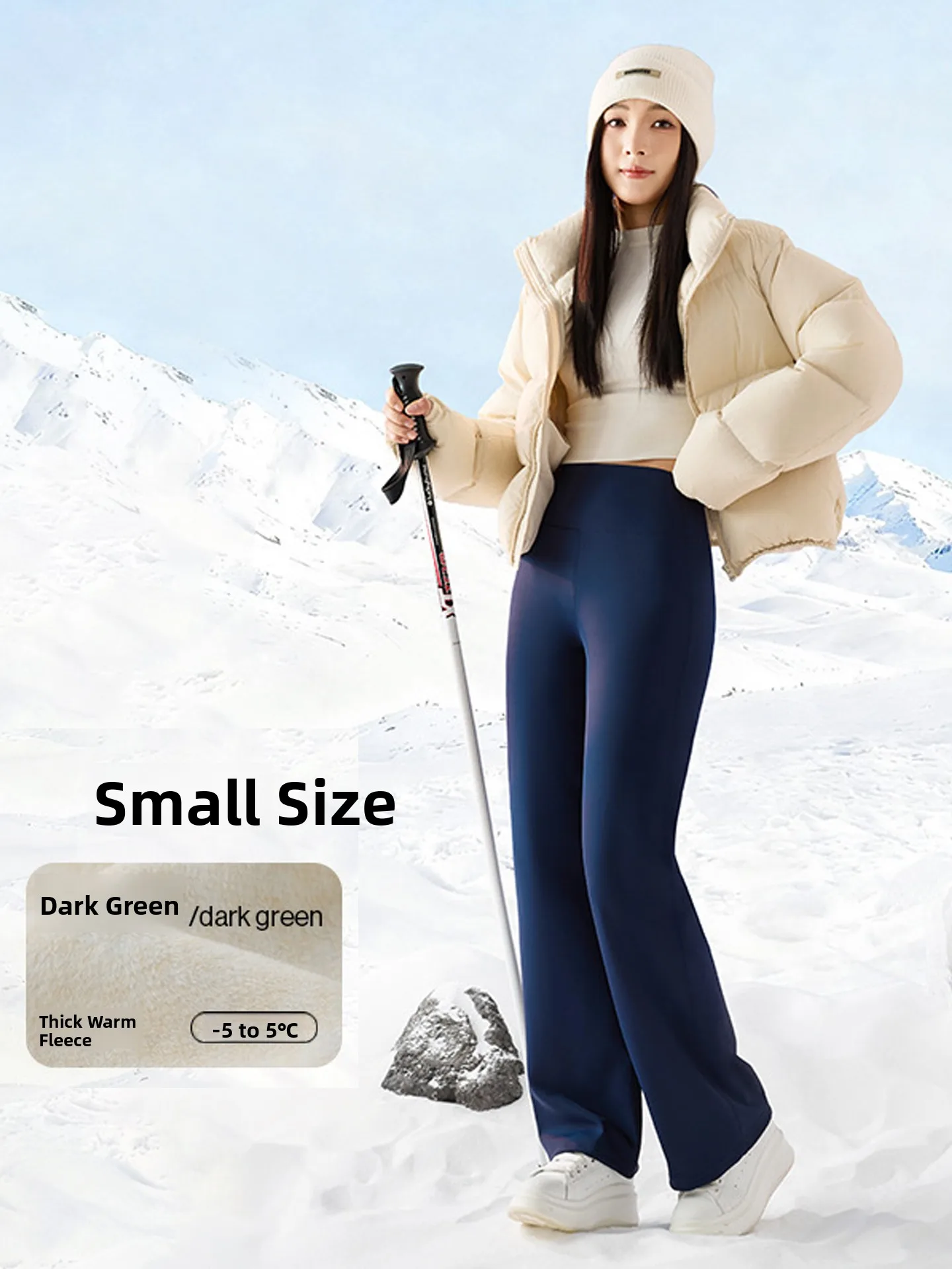 ارتفاع الخصر Thiened Fce المرأة اليوغا السراويل واسعة الساق السراويل جلد الخريف الشتاء الدافئة قاعدة طبقة الأزرق اللون حجم صغير