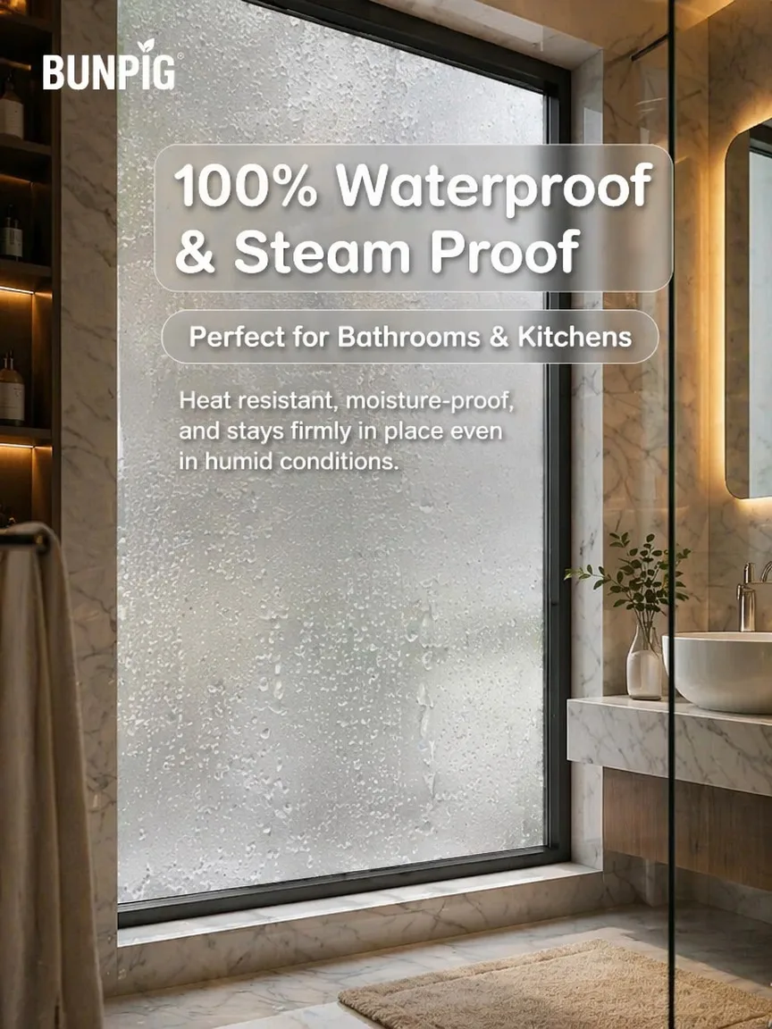 Frosted Privacy Window Film Translucent Self Adhesive UV Protection No See Through Removable for Office Bathroom Home Glass view 6