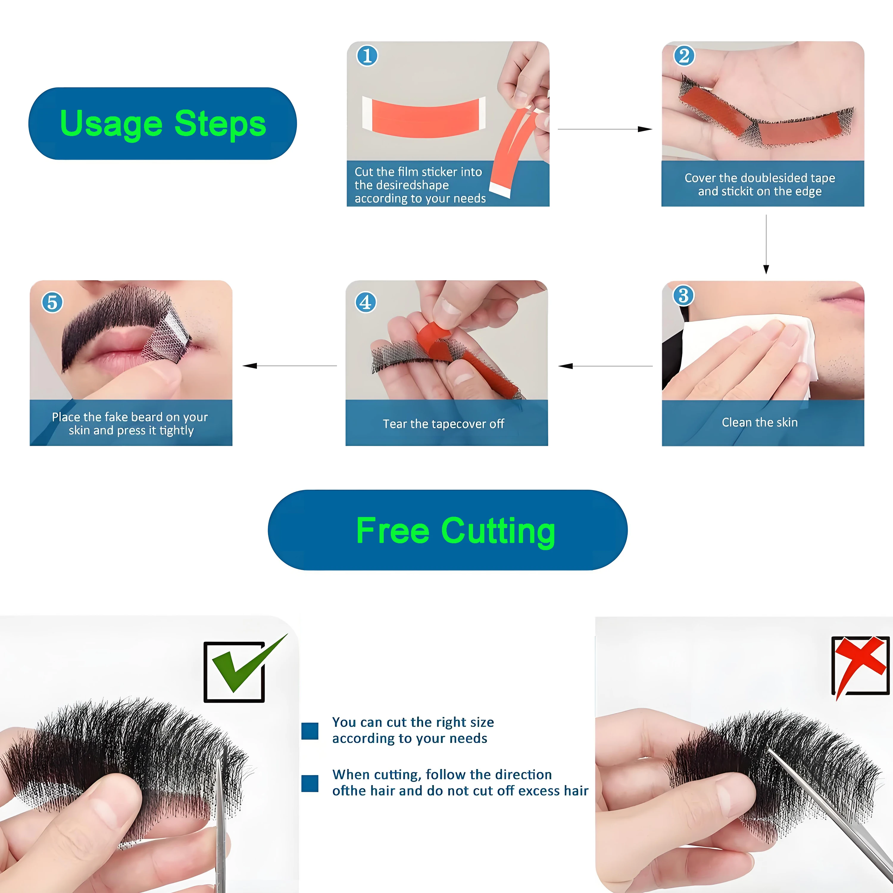 Picture 5: Lace Beard Fake Moustache For Men Mustache Hand Made By Real Hair  Cosplay Synthetic Lace Invisible Beards