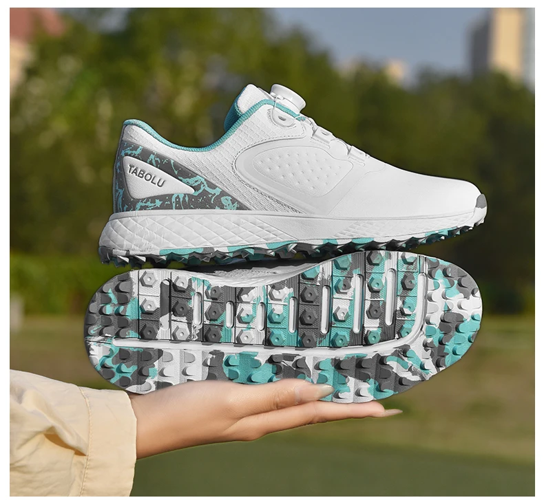 Weiße Golfschuhe für Herren und Damen, wasserdichte Golf-Turnschuhe, rutschfeste Golf-Turnschuhe ohne Spikes, Leder, Outdoor-Sport, Leder-Golfschuhe – Detail 15