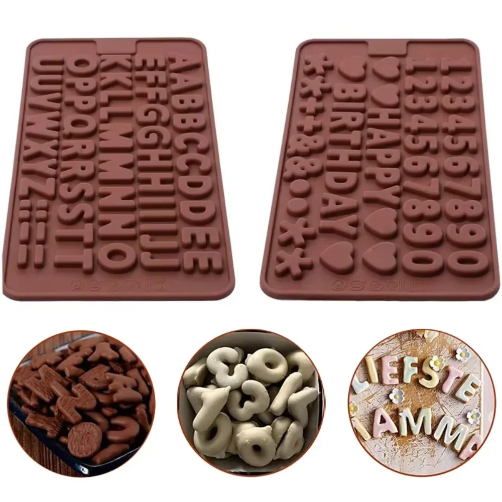 Silica Gel Silicone Mold 26 Letters Chocolate Number Cake Decoration Candy Jelly Gummies Cookie Cutter Kitchen Tools Accessories