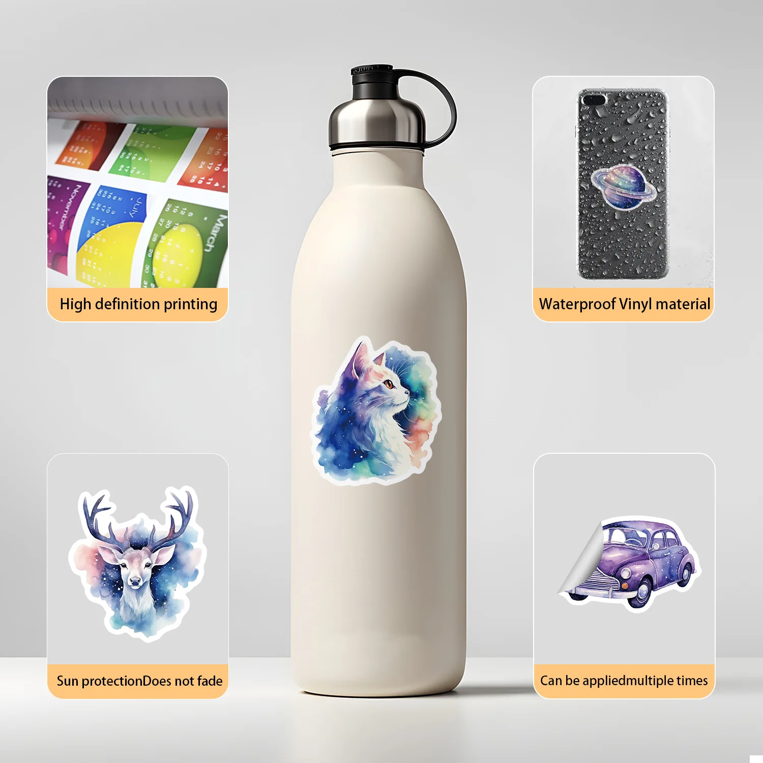 50 Uds. De pegatinas creativas impermeables de estilo cielo estrellado, decoración artesanal, cuaderno, maleta para guitarra móvil, taza de agua, juguetes de grafiti