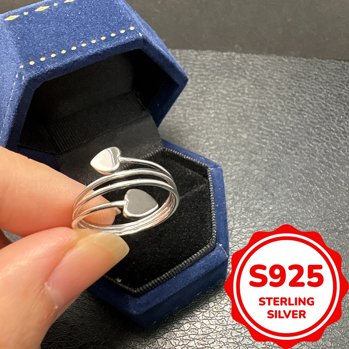

Серебряное кольцо 925 пробы в форме сердца, простое модное женское кольцо для праздничного подарка для любовника