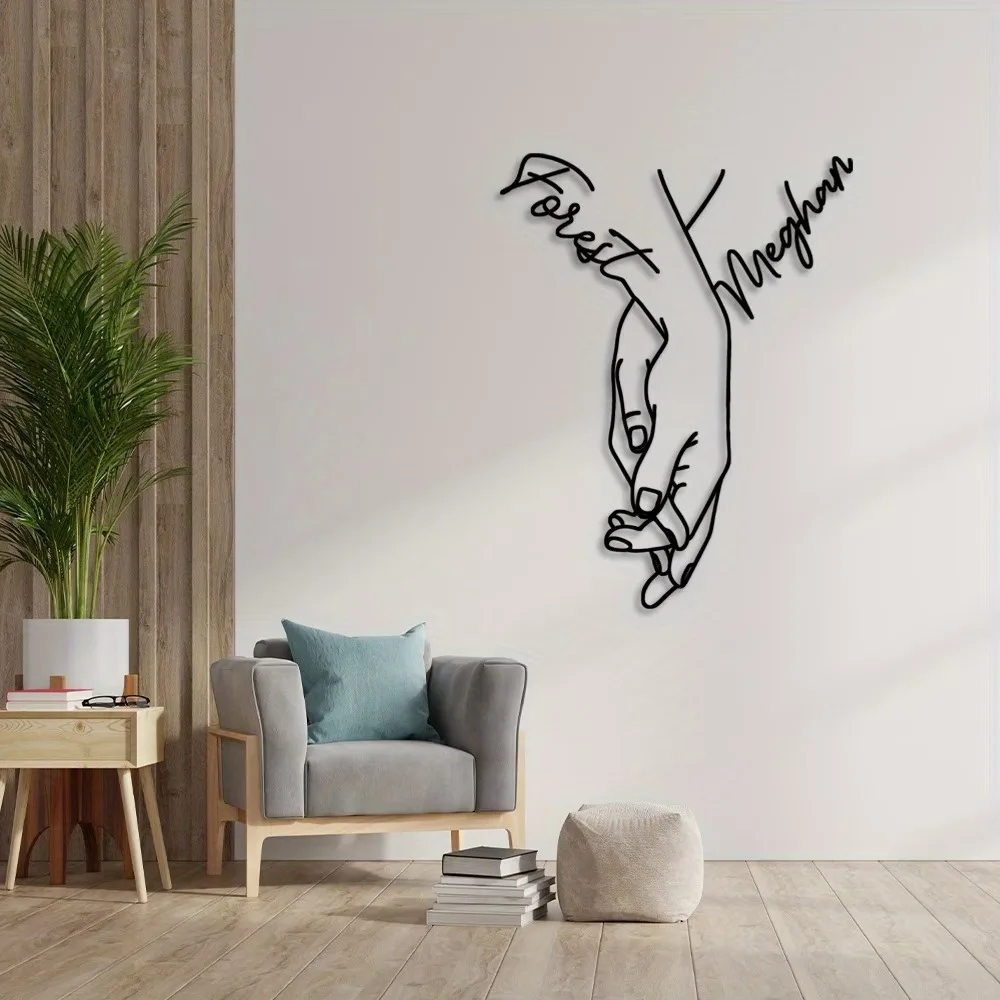 Custom Personalized Couple Holding Hands Metal Wall Art, Intertwined Hand Shadows - Wedding, Anniversary, Valentine's Day Gift image 5
