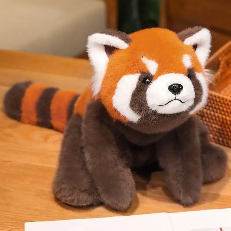 30~65cm Fluffy Little Raccoon Plush Toy Stuffed Red Panda Fox Lying Stuffed Animals Doll Sleeping Companion Pillow XMAS Gifts