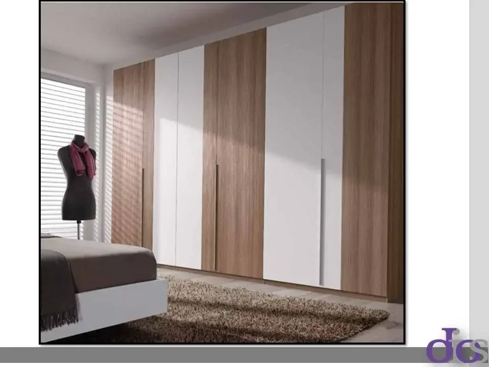 Solid Wood Wardrobe Home Bedroom Original Wood Colour Cabinet For Rental Room Sliding Door Wardrobe