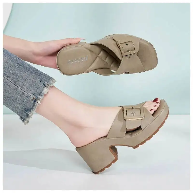 

Женские сандалии на платформе, летние пляжные тапочки на массивном каблуке, большие размеры 41, Zapatos De Mujer