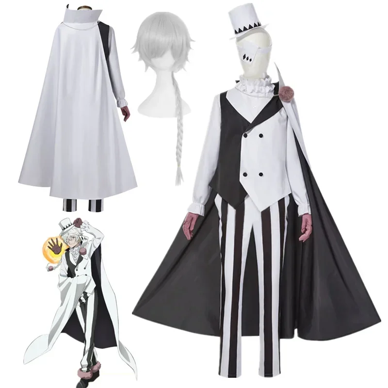 Anime bungou cães vadios nikolai gogol cosplay traje terno manto branco preto uniforme halloween roupas de natal temporada 4 u