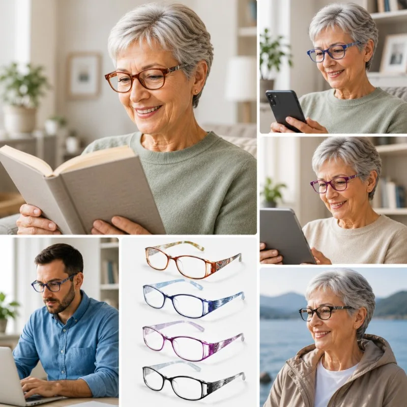 8Pcs Multi‑Pack Color Striped Reading Glasses, High‑Quality Unisex Fashion Eyewear for Office & Book Enthusiasts
