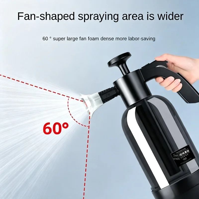Manual Air Pressure Snow Foam Sprayer 2L Hand Press Car Wash Spray Bottle With 3 Replaceable Nozzles