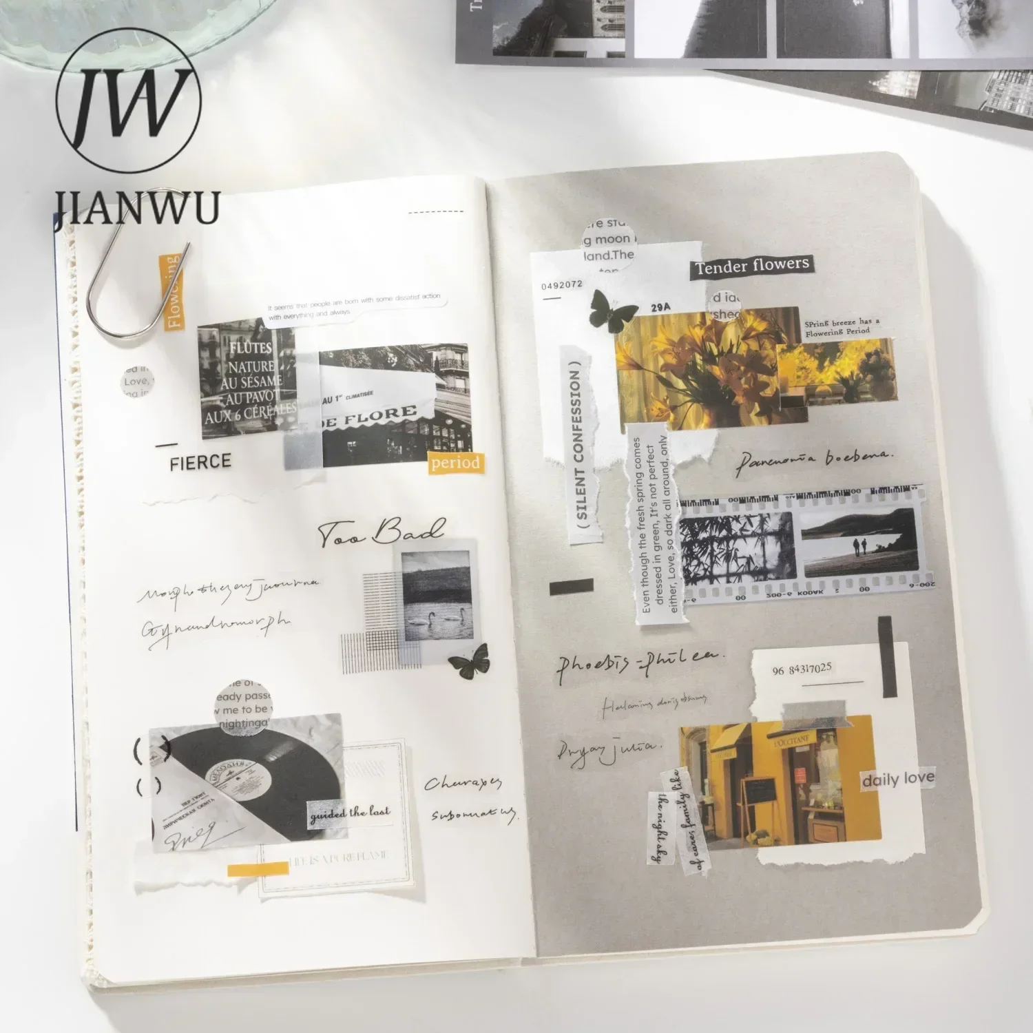 JIANWU Life Is Small and Beautiful Series Vintage Landscaping Material Collage Sticker Book Creative DIY Journal Stationery