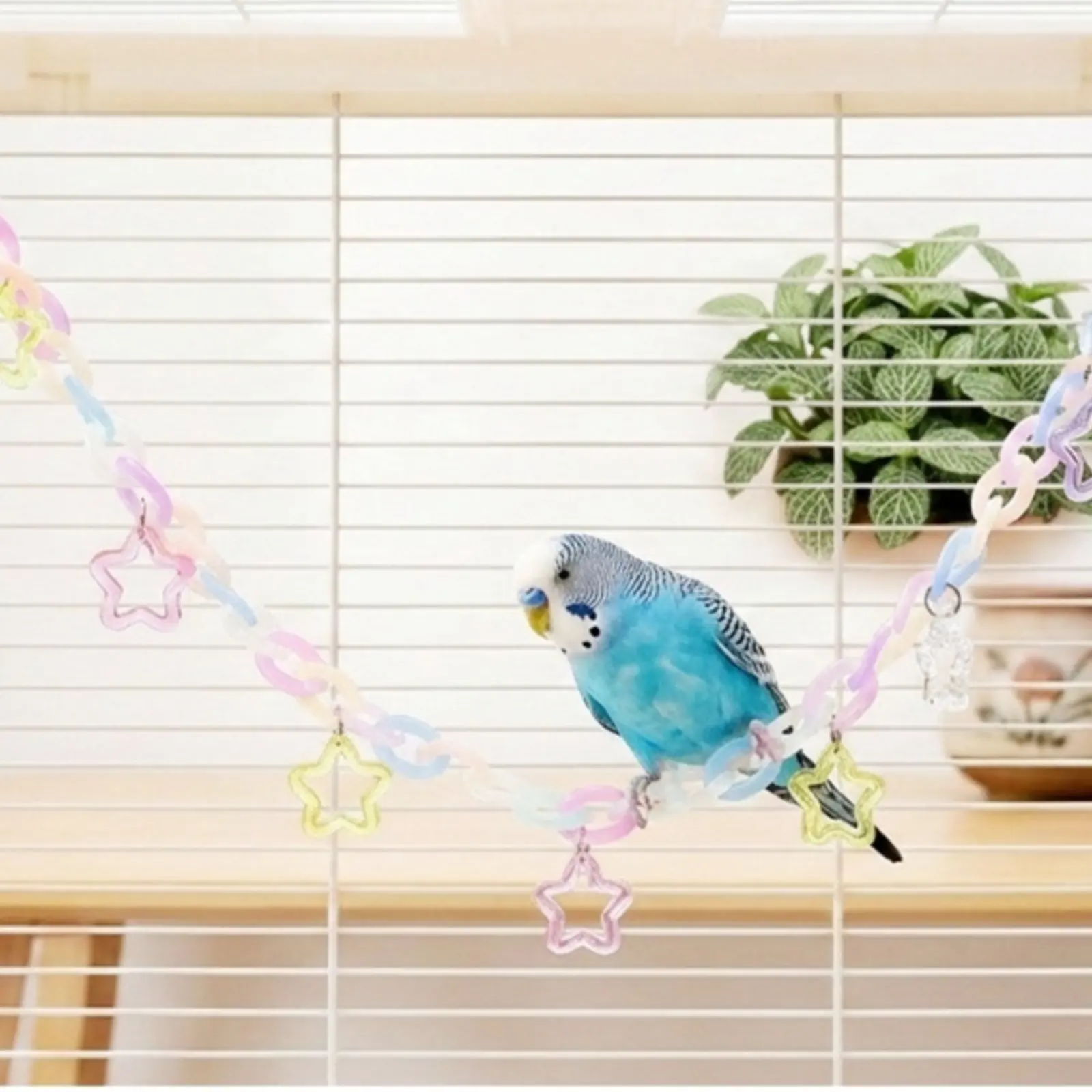 

Hanging Avian Enclosure Toys Long-Lasting Avian Chewing Toy Chain Parrot Perch Chain Multi-Functional Pet Accessory Colorful