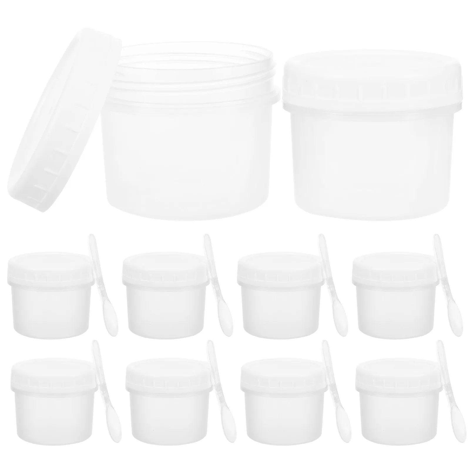 

10 Sets Portable Ice Cream Storage Boxes Freezer Containers with Spoon Multi Functional Dessert Preservation Fruit Keeper