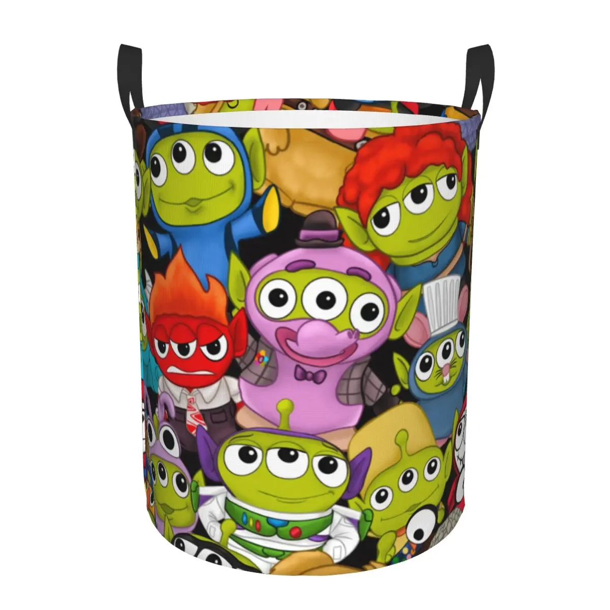 Custom Anime Toy Story Aliens Little Green Men Laundry Basket Foldable Movie Clothes Toy Hamper Storage Bin for Kids Nursery