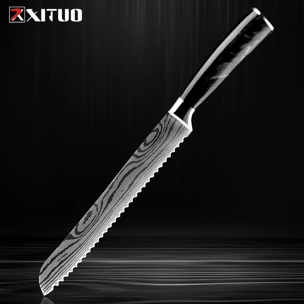 Serrated Bread Knife 8 inch,resin handle Bread Knife, High Carbon Stainless Steel Bread Slicer Knife,for Homemade Bread cake