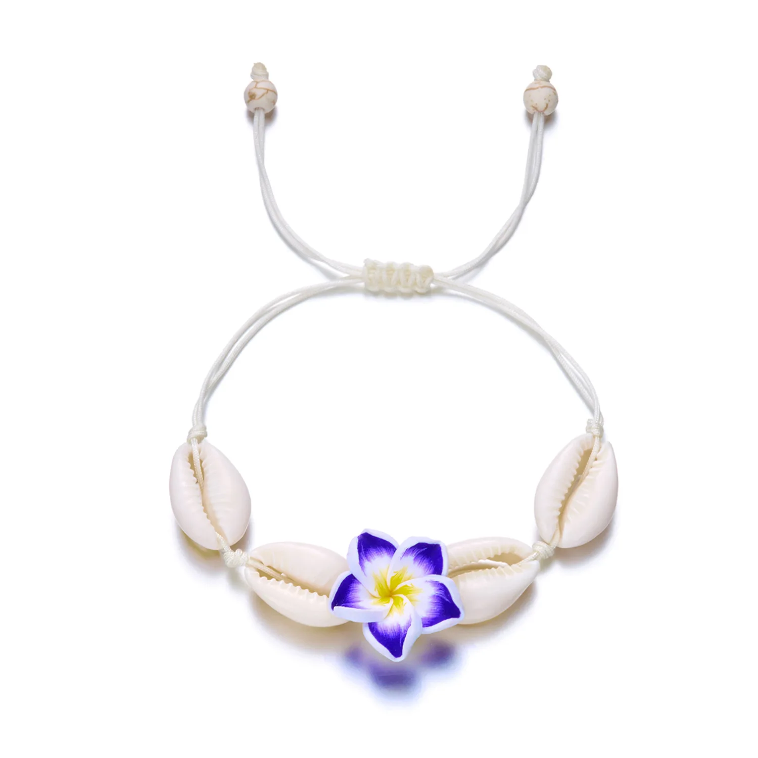 Luau Accessories Lovely Anklet Hawaiian Plumeria Bracelet Beaded Tropical Flower Bracelet For Beach Parties Hawaii Trip - view 2