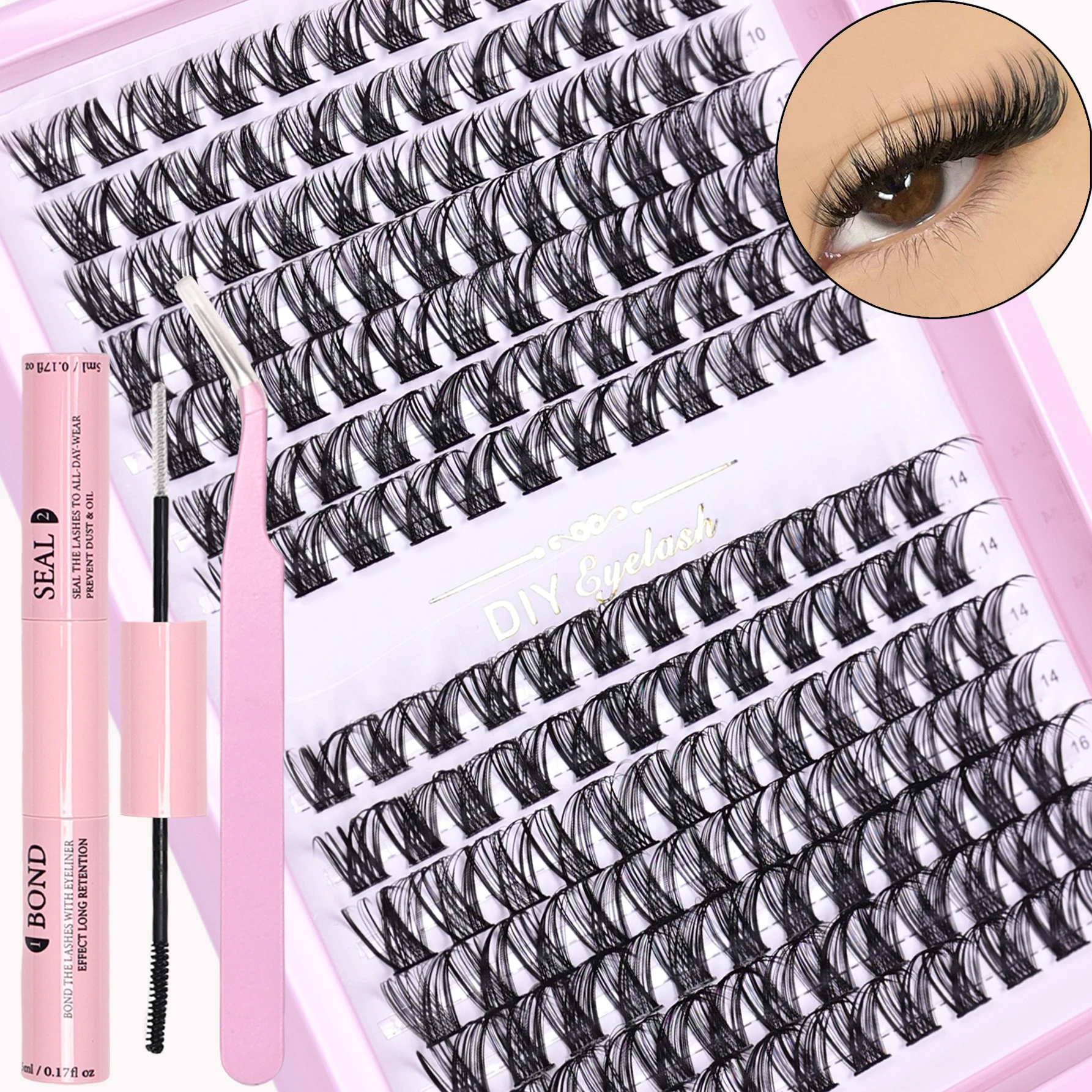 Eyelashes Extension Kit 168 Clusters DIY Lash Extensions Kit Lash Clusters Mix Length Eye Makeup Tool For Eyelash Extensions