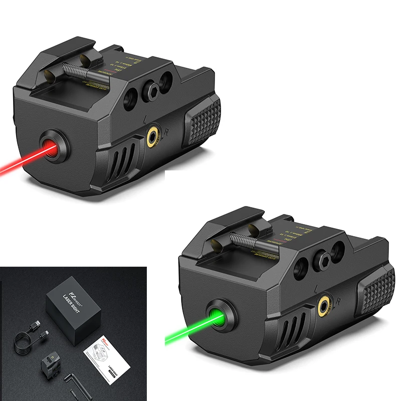 

EZshoot Compact Laser Sight Green/Red Laser Sight Rechargeable Low Profile Laser Beam for 21MM Picatinny Rail Strobe Mode