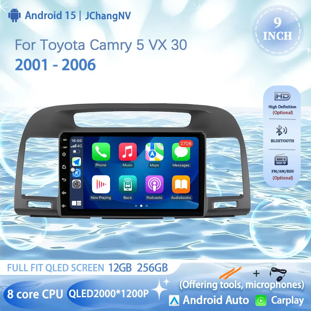

Android 15 For Toyota Camry 5 VX 30 2001 - 2006 CarPlay Auto Car Radio Multimedia Video Player GPS stereo Head Unit 4G Wireless