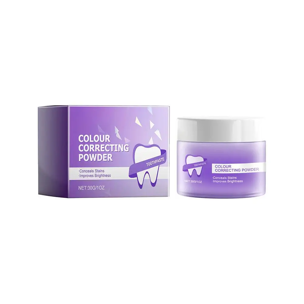 V34 Colour Corrector Purple Toothpaste Teeth Whitening Stain Oral Whitening Tooth Removal Color Powder Care Tooth M3G0