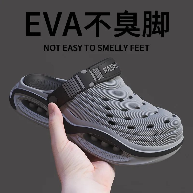 New hole shoes summer EVA comfortable outer wear thick-soled non-slip bag head fishing lightweight men's cool slippers view 6
