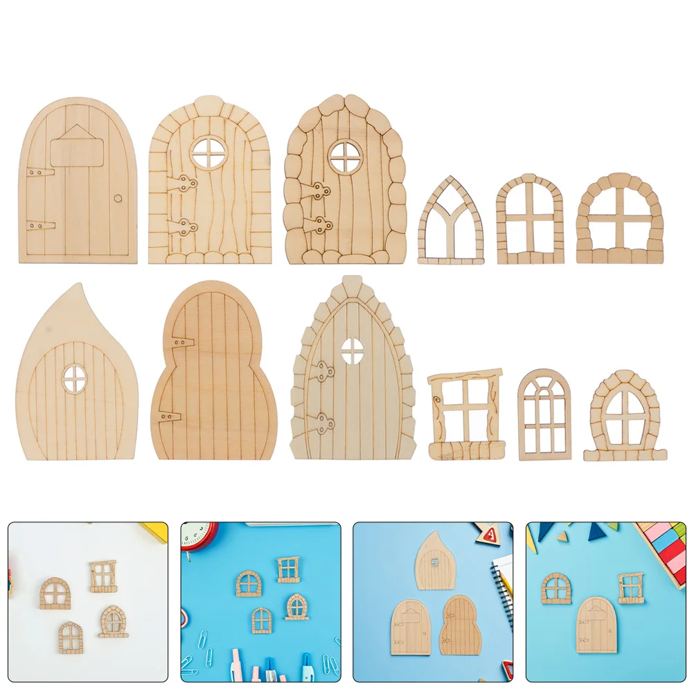 

60Pcs Mini Fairy Doors Wooden Unpainted DIY Craft Accessories for Garden Tree Wall Decoration Painting Kit Fairs Door for Wall