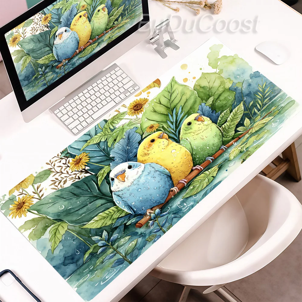 XXL Cute Parrot Mouse Pad Gaming Keyboard Mousepad Fresh Desk Mats Natural Rubber Office Carpet Laptop Anti Slip Desktop Pad