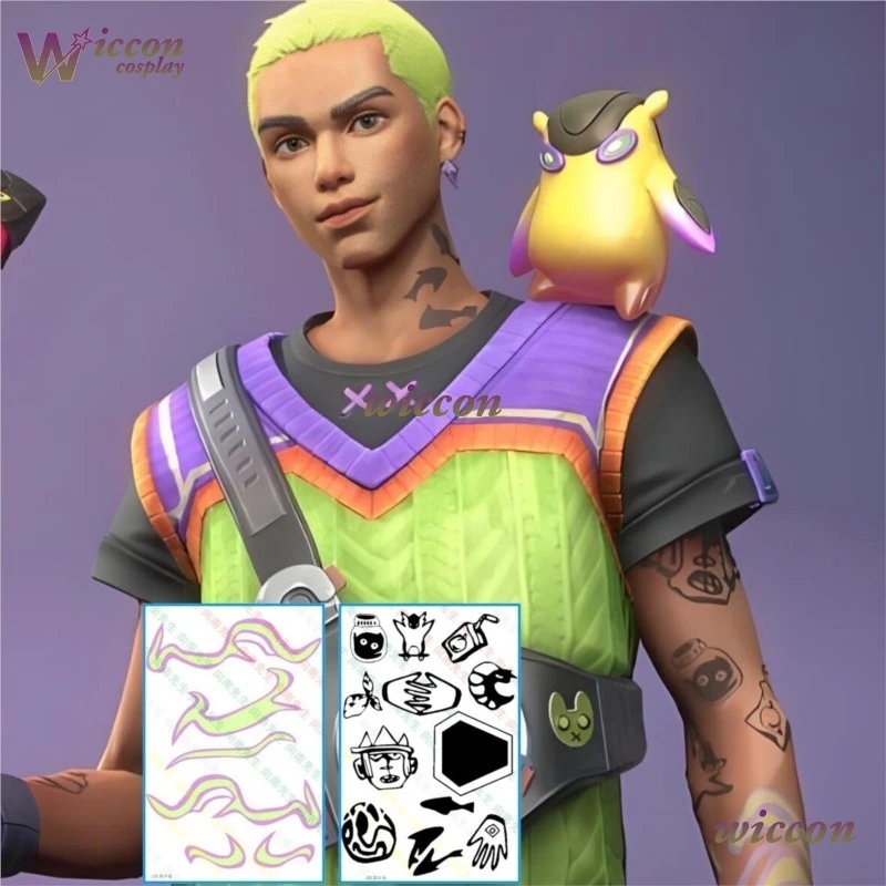Fade Cosplay Viral Trend Reyna Palm Tattoo Sticker Gekko Valorant Game Neon Accurate Design Party Accessories Women Halloween view 6