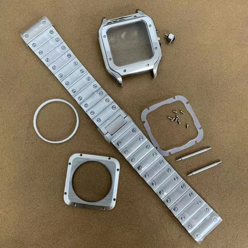 

New 38mm High Quality 316L Polished Stainless Steel Watch Case Bracelet Set, Fit NH35 Case Square Case For NH36 4R36 Movement