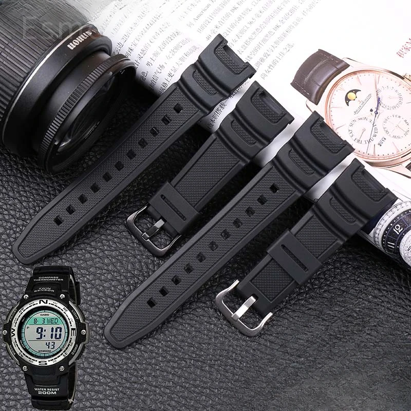 Men and Women's Steel Bucket Watch Band, Resina Substituição Acessórios, Multicolor, Sports, Casio, 24mm, SGW-100