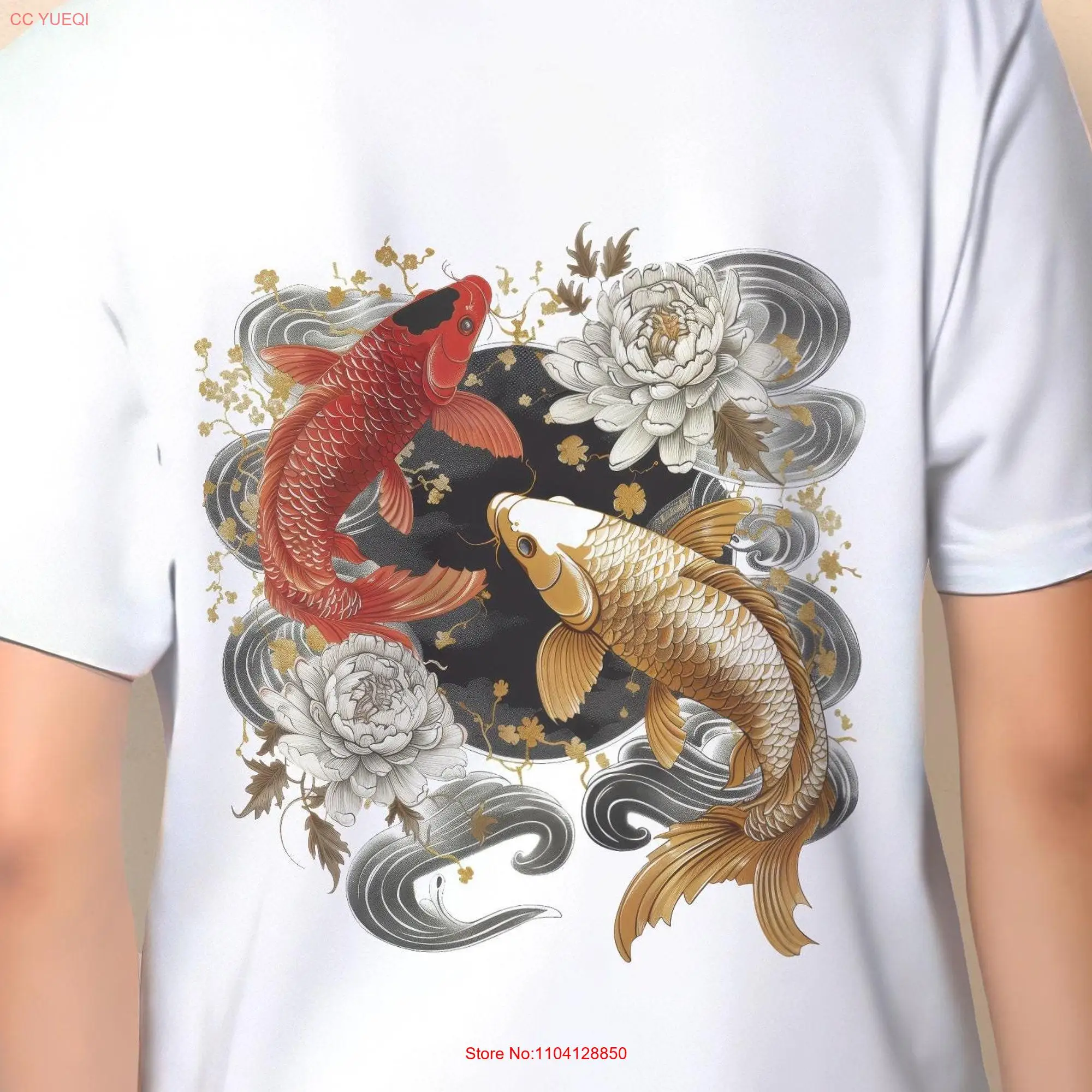 Trendy Vintage Japanese Koi Fish T Shirt Cozy Oversized Harajuku Streetwear Cool with Art Design Tokyo Style