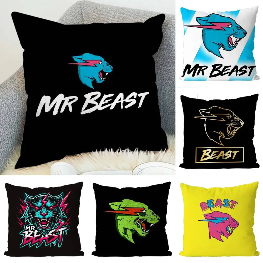 Funda de almohada Mr Beast de lujo de doble cara para almohadas de coche, funda de cojines de 45x45, funda de almohada para sofá para decoración del hogar y 50x50