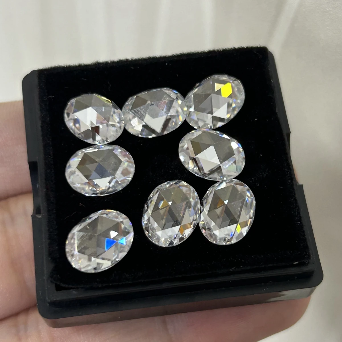 

Oval Pear Flatback Rose Cut Moissanite Diamond Gemstone Super White VVS1 D Loose Moissanite Stones