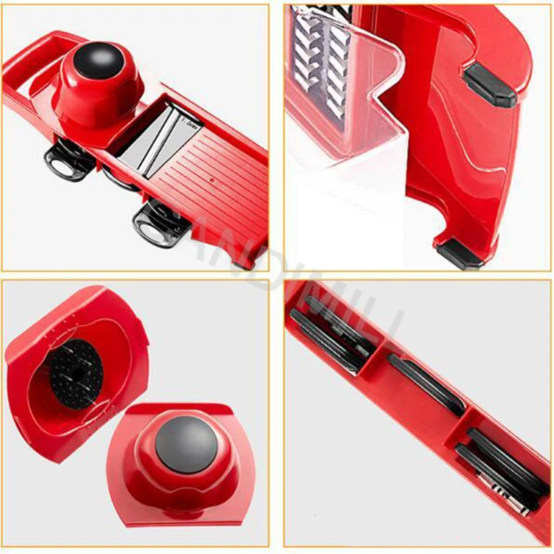 ที่ถอดออกได้เครื่องตัดผัก6ใบมีดสแตนเลส Bladeing คู่มือ Peeler Dicer คอนเทนเนอร์