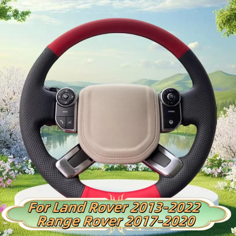 

Car Steering Wheel Cover Hand-Sewn Genuine Leather For Land Rover 2013-2022 Range Rover 2017-2020 Car Interior Accessories