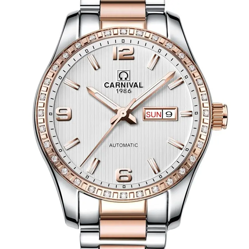 

Switzerland Carnival Automatic Mechanical Men's Watches Luxury Brand Luminous Sapphire Waterproof Diamond Dual Calendar C8692