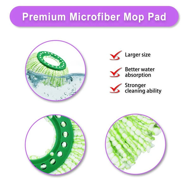 Cabeça Mop substituição para Libman Tornado, Spin Mops, microfibra, máquina lavável