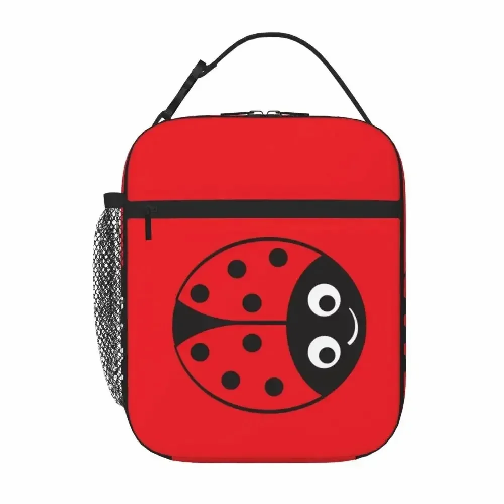 Ladybug Black and Red Polka Dot Portable Lunch Bag Insulated Lunch Box Reusable Cooler Totes for Women Men Adults Girls Work