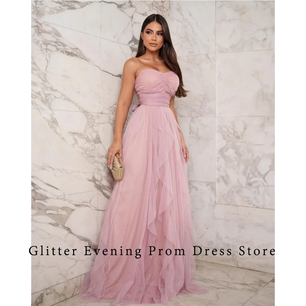 2024 Modern Sexy Prom Dresses For Women Simple A-Line Sweetheart Backless Pleat Tulle Custom Made Birthday Evening Party Grows